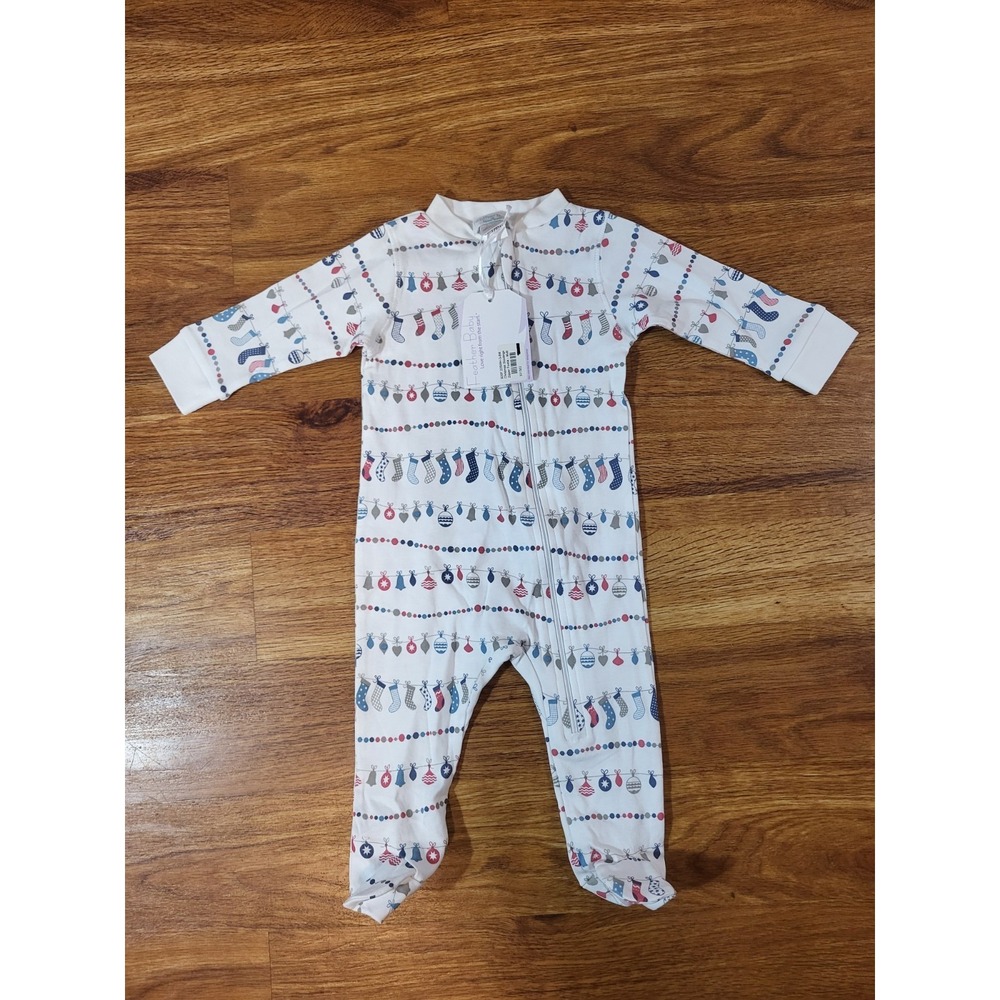 Feather Baby NWT 3-6 Months Chrismas Stockings Zipper Footie Christmas Holiday